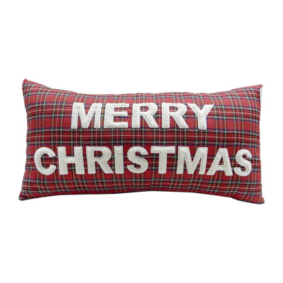 Faux Fur Merry Chrsitmas Pillow 12x24