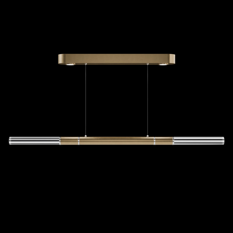 Luminaire suspendu linéaire l 62 po Antonia, Feuille de nickel/or
