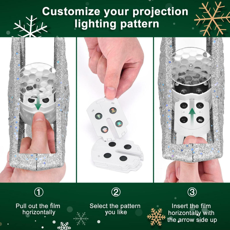Christmas Tree Topper Lighted With 6 Projection Modes,Christmas Star Tree Topper Built-In LED Rotating Lights,Sliver 3D Glitter Dynamic Projection For Xmas Party Holiday Decorations
