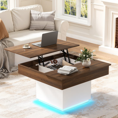 Led Lift-top Coffee Table With Massive Hidden Storage