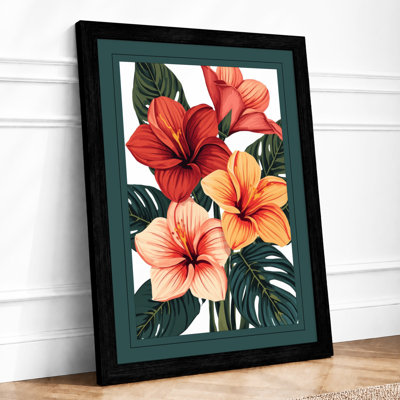 Hibiscus Cluster Botanical - Framed Print