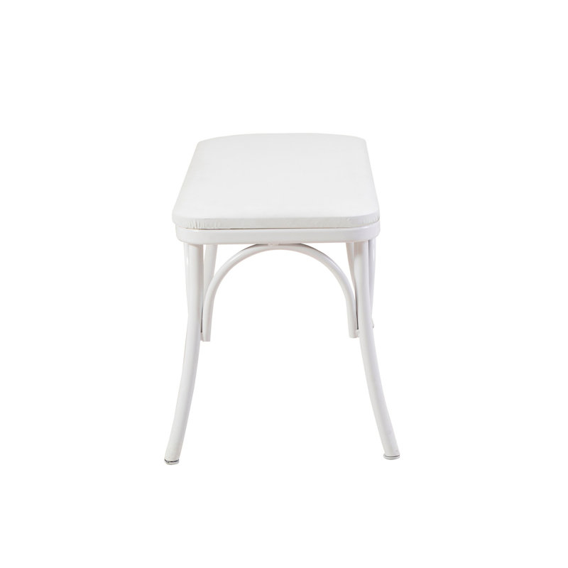 Elegant White Bench with Beech Wood Legs, 39.4 x 19.3 x 15.9 inches | 100% Melamine Coated Particle Board Top, 100% Leatherette Upholstery | Stylish & Functional Seating for Home Entryway or Living Room