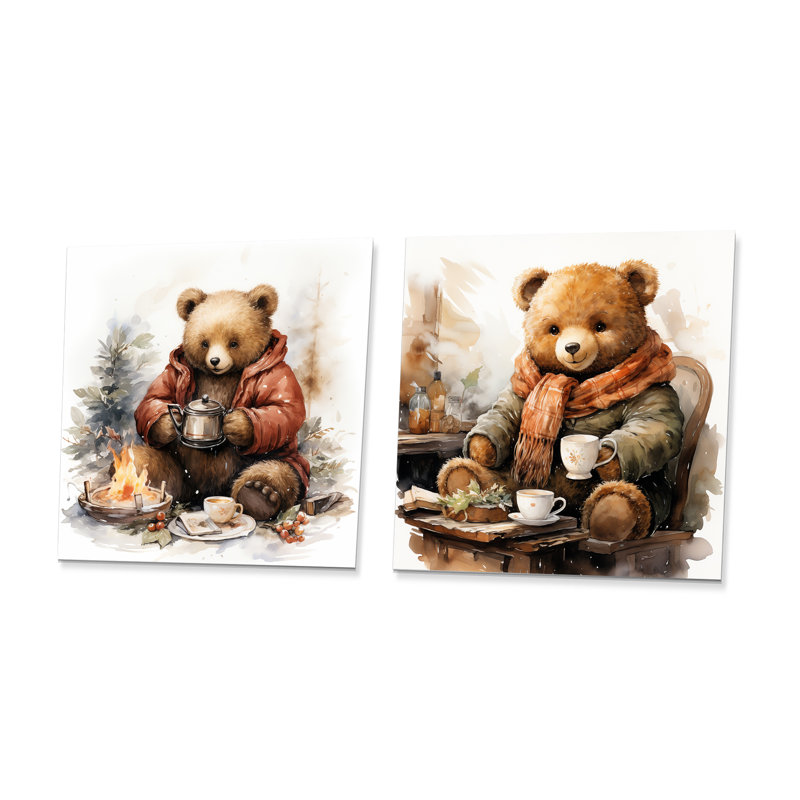 Hiver, chambre de bébé ours en peluche I - ensemble de 2 oursons en peluche carrés, H 16 po x l 32 po