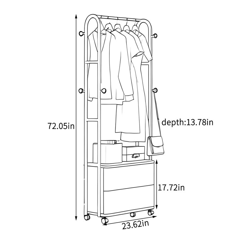 Versatile Closet with Drawers, Walnut