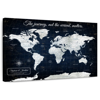Carte du monde personnalisée «Journey I Push Pin»