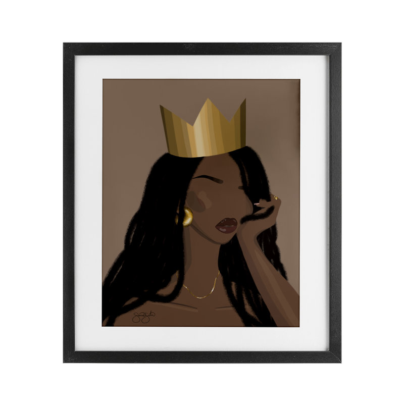 «Regal Crowned Woman», reproduction encadrée sous verre, conception de Sierra Siler, H 16 po x l 13 po, Cadre noir minuit