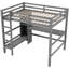Lit mezzanine avec tablettes multifonctionnelles et bureau sous le lit
