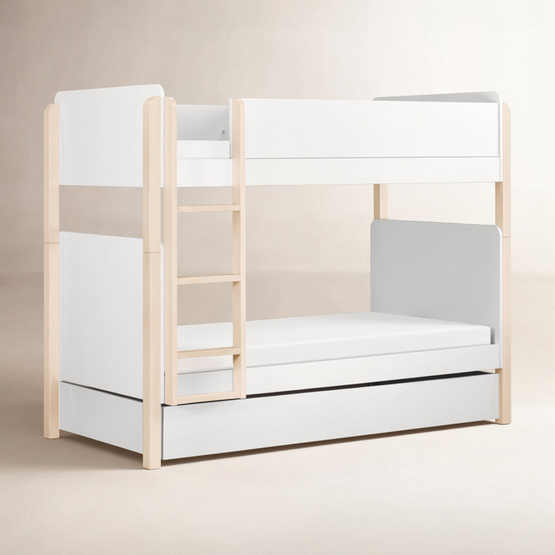 TipToe Twin Bunk Bed, White/Light Brown