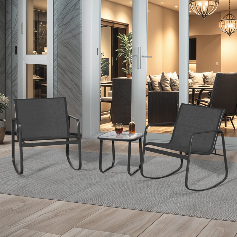 Kyriakoula 2 - Person Patio Conversation Set, Black