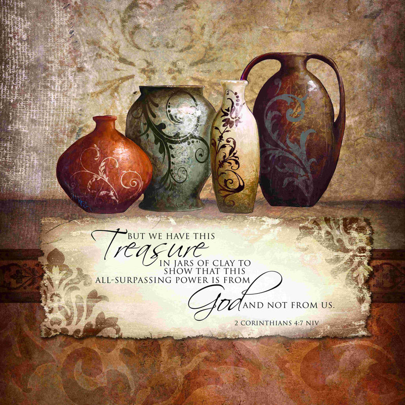 2 Corinthians 4: 7 Pottery - reproduction d'art sur toile tendue, H 12 po x l 12 po x P 1,25 po