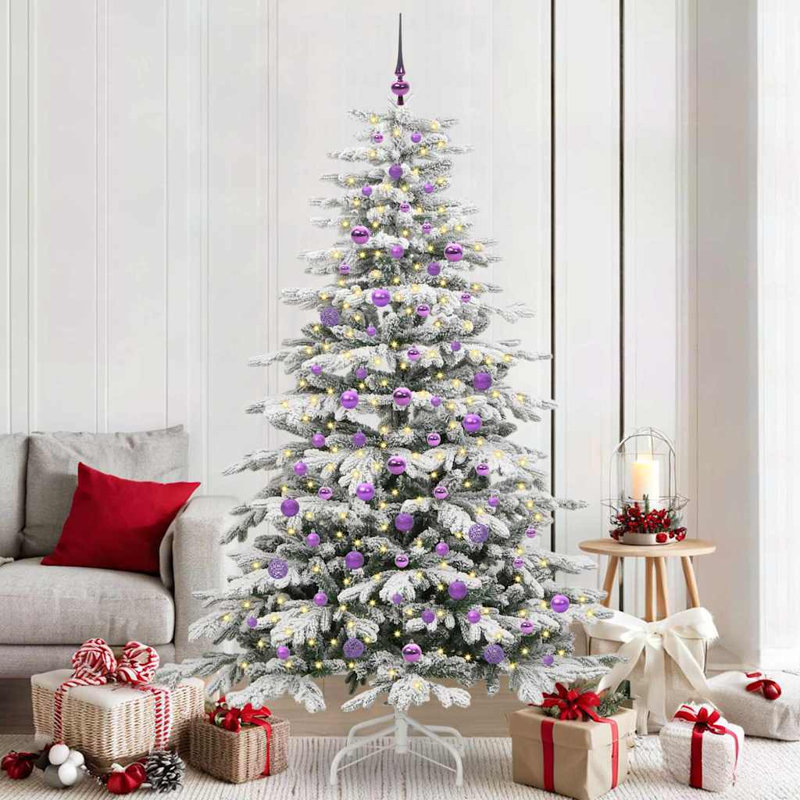 Artificial Hinged Christmas Tree White PE and PVC, 6.89 ft