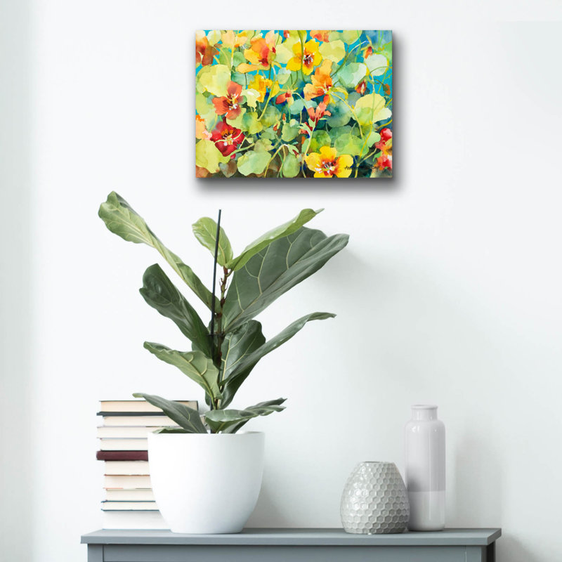 Art mural en verre «Nasturtium Nest» par Annelein Beukenkamp, H 12 po x l 16 po x P 0,13 po