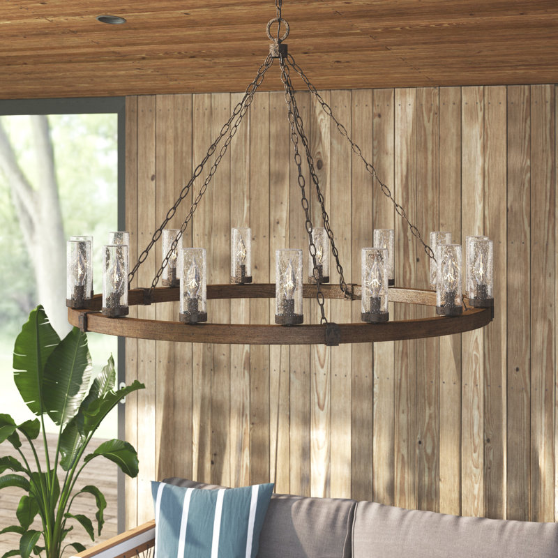 Sawyer 15 - Light 28.5'' H Outdoor Chandelier, Séquoia