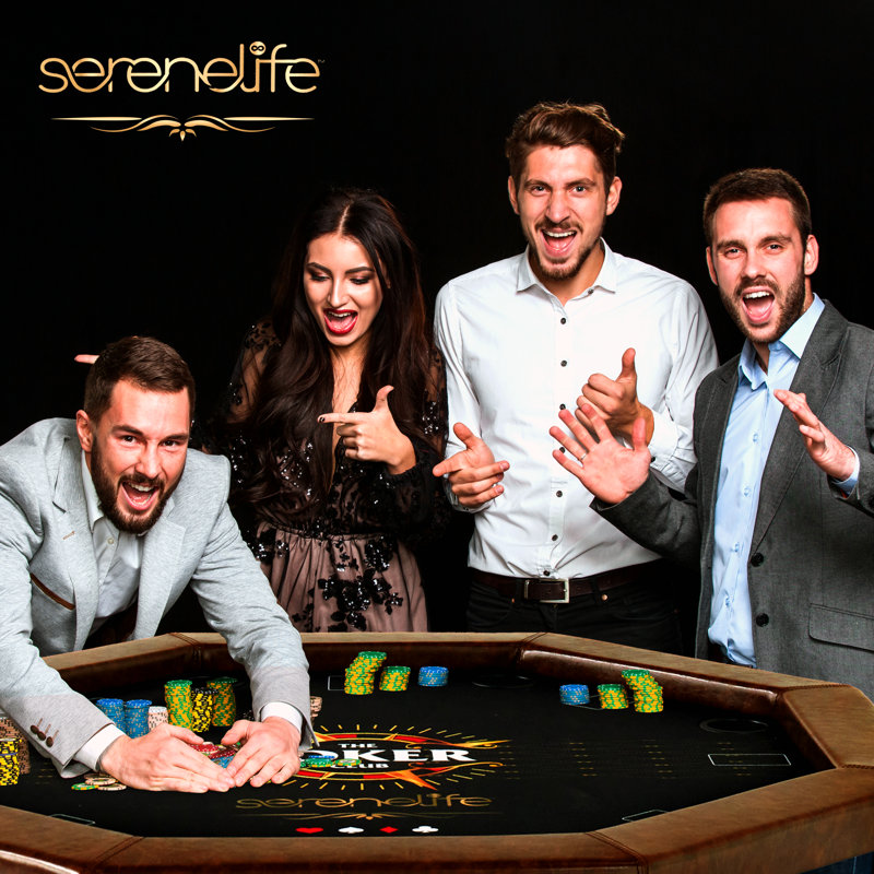 Octagonal Brown Felt 8-Player Foldable Poker Table