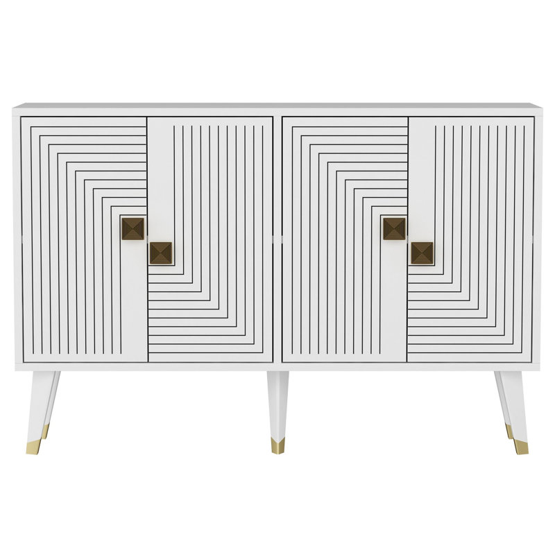 Modern Console Table, White & Gold, 47.2 x 31.5 x 11.8 inches | 100% Melamine Coated Particle Board, Thickness: 0.7 inches | Stylish Geometric Design, Perfect for Entryways, Living Rooms & Home Offices