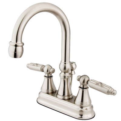 Kingston Brass Georgian Two-Handle 3-Hole Deck Mount 4" Centerset Bathroom Faucet with Brass Pop-Up