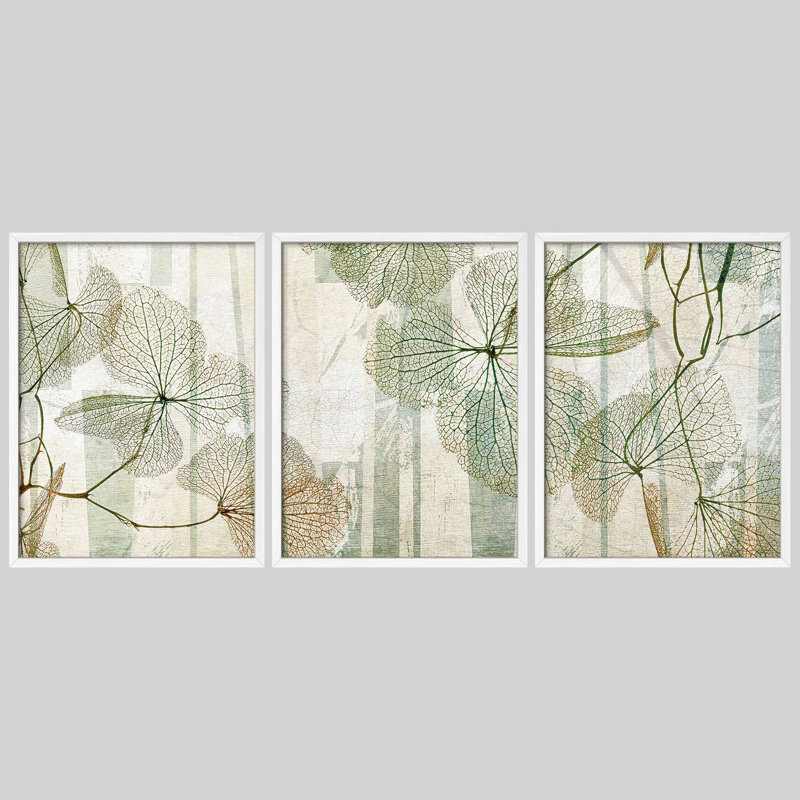 Art graphique de bohème abstrait vert, Blanc, H 14 po x l 11 po