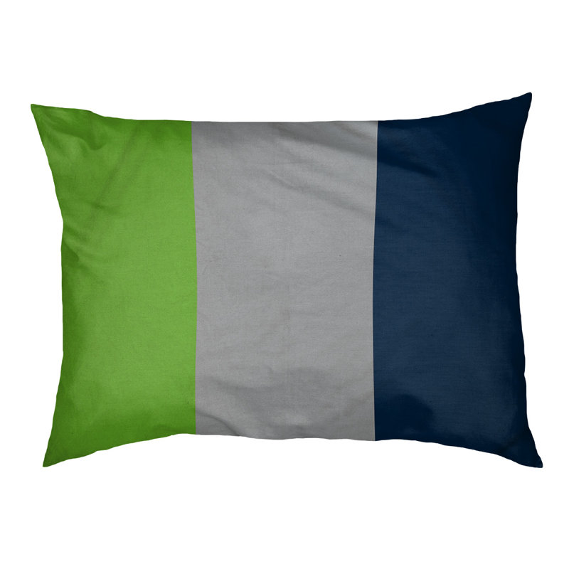 Coussin Atlanta, Medium (40" W x 30" D x 6.5" H), Green/Silver/Navy Blue