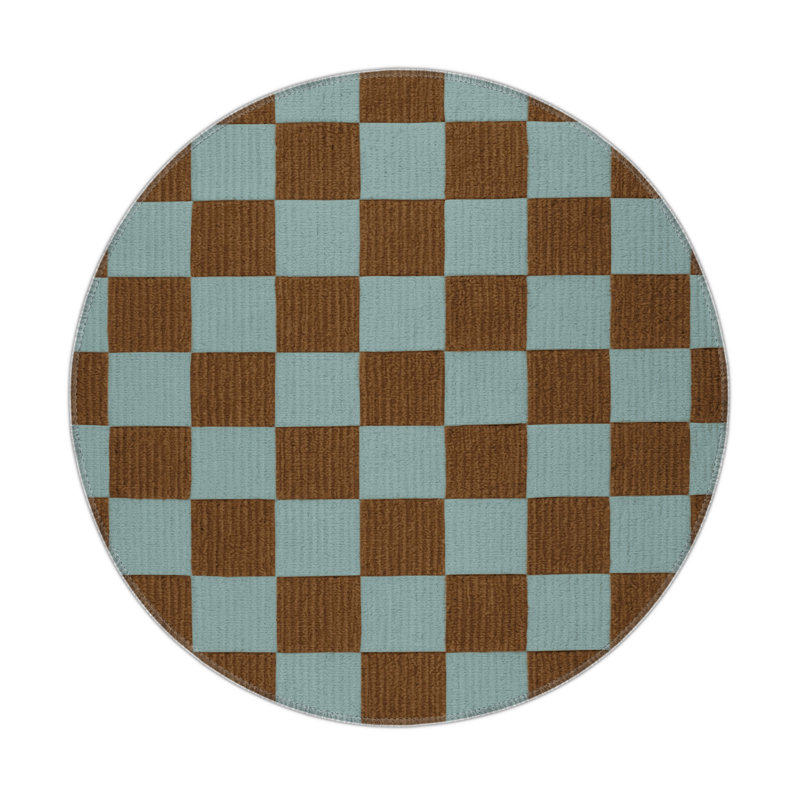 Tapis d'intérieur et d'extérieur à carreaux gris, Rond 5 pi