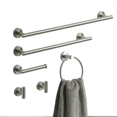 Stainless Steel Wall-Mounted 6-piece bathroom hardware set