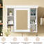 Rangement mural pour salle de bain 35,51 po x 7,07 po 29,34 po avec miroir, beaucoup d'espace, charnière de porte, tableau de haute qualité, tablettes réglables, fermeture en douceur, poignée en métal argenté, miroir de luxe moderne