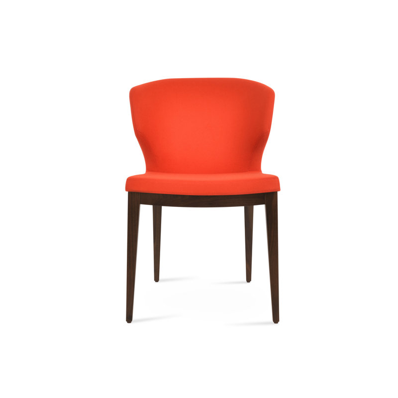 Chaise en bois Amed Plus, Noyer, Laine orange