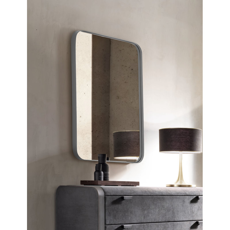 Duesbury Metal Rectangle Mirror, Gray, 36" x 24"