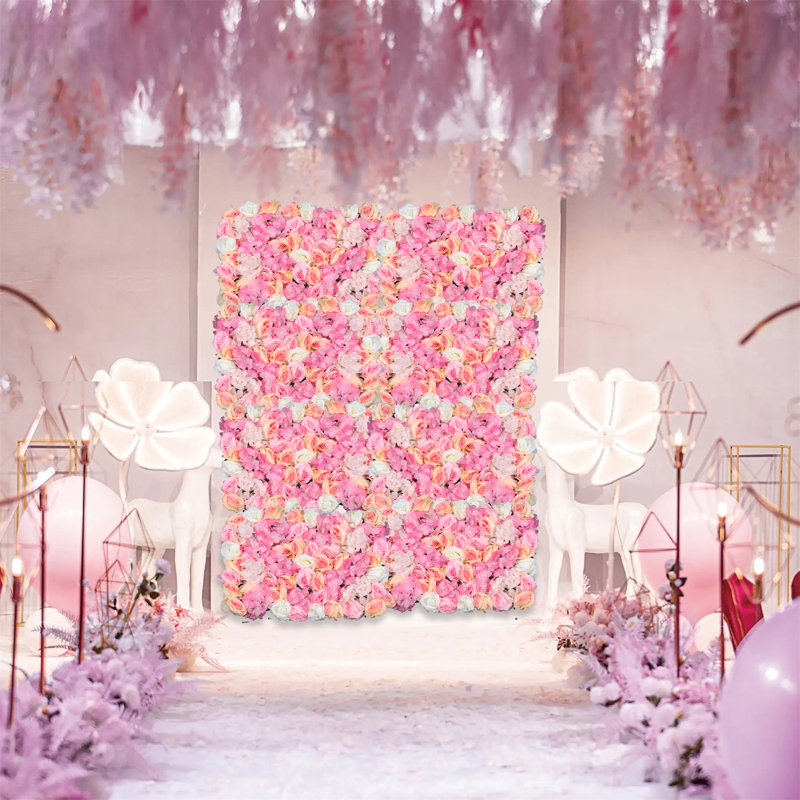 Panneau mural fleur d'hortensia et roses artificielles