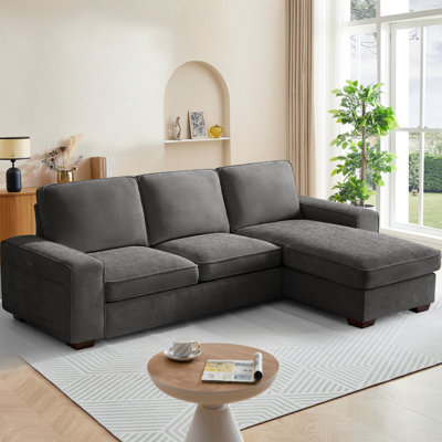 98.4" Modern Convertible Sectional Sofa L-shaped Couch With Storage Chaise, Oversized 3 Seat Sectional Sleeper Couch With Usb Charging Ports For Living Room