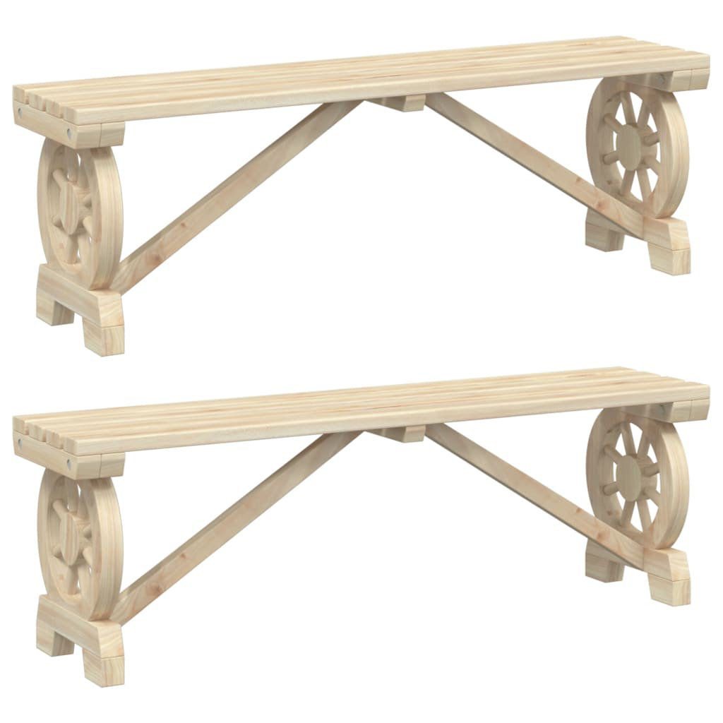 ClassicLiving Garden Benches 2 Pcs Solid Wood Fir