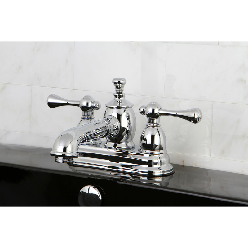Robinet de salle de bain central à 4 poignées à 3 trous à fixation sur le comptoir avec laiton escamotable Kingston