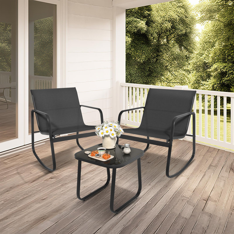 Chante 2-Person Rocking Outdoor Seating Set, Black