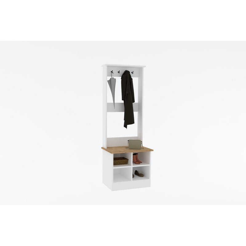 Modern Hall Stand with Sapphire & White Finish, 25.2 x 68.9 x 16.9 inches | 100% Melamine Coated Particle Board, Thickness: 0.7 inches | Stylish & Functional Entryway Storage Solution for Home Organization