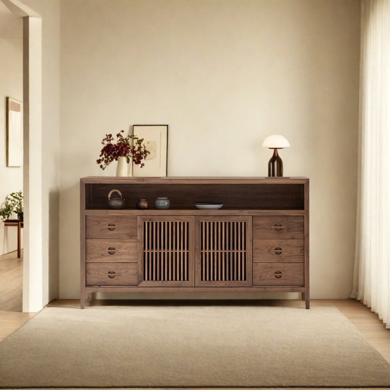 Buffets haut de gamme en noyer noir, 33.46" H x 59.06" W x 16.93" D