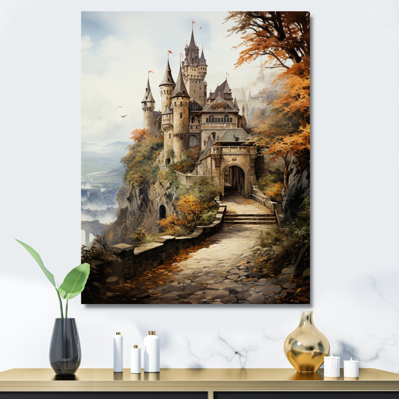 Flurée Châteaux médiévaux Splendor Rich - reproduction sur toile, H 32 po x l 16 po x P 1 po, Toile tendue