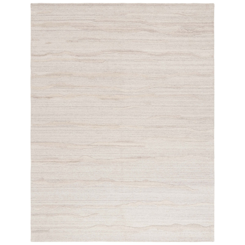 Oza Abstract Hand Tufted Wool/Cotton Abstract Rug in Beige, Rectangle 8' x 10'