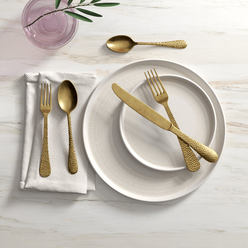 MEPRA Epoque Stainless Steel Flatware Set, Pewter Gold