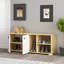 Armoire à chaussures moderne, 100% panneau de particules enduit de mélamine, blanc et saphir, 47,2 po x 20,3 po x 12,4 po | Conception rayée élégante, solution de rangement durable et fonctionnelle pour l'organisation des vestibules et des couloirs-252849127