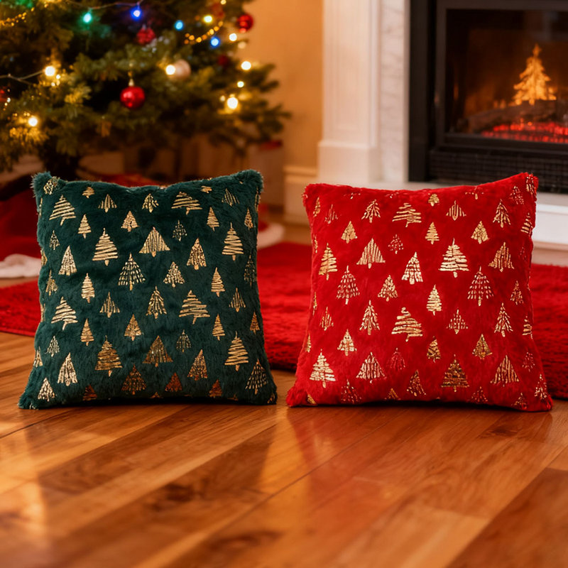 Backrest Cushion, Green/Red Christmas