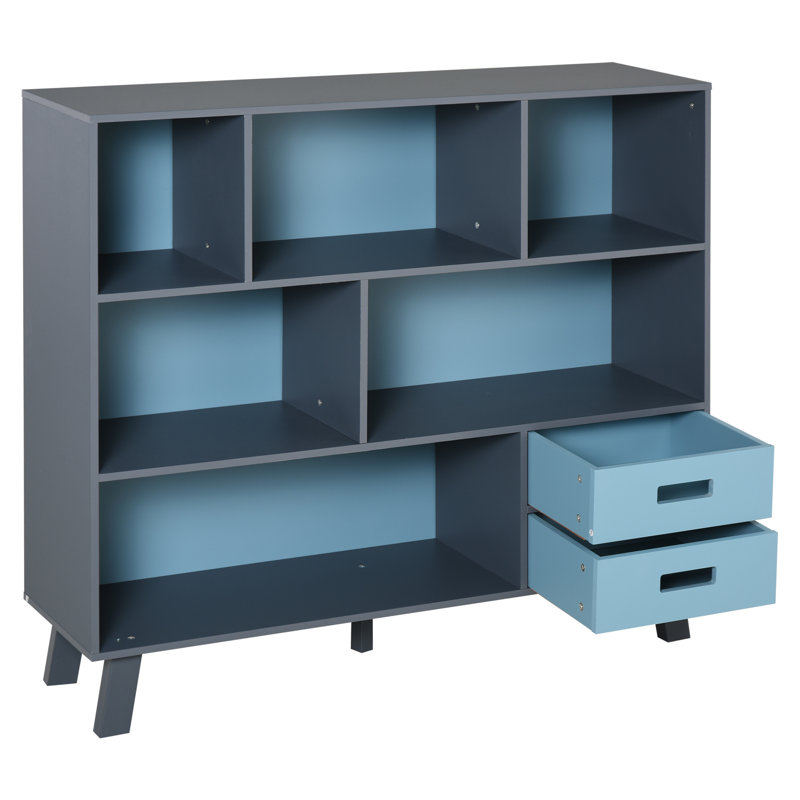 Laurencho 37.75" H x 41.25" W Standard Bookcase, Navy Blue