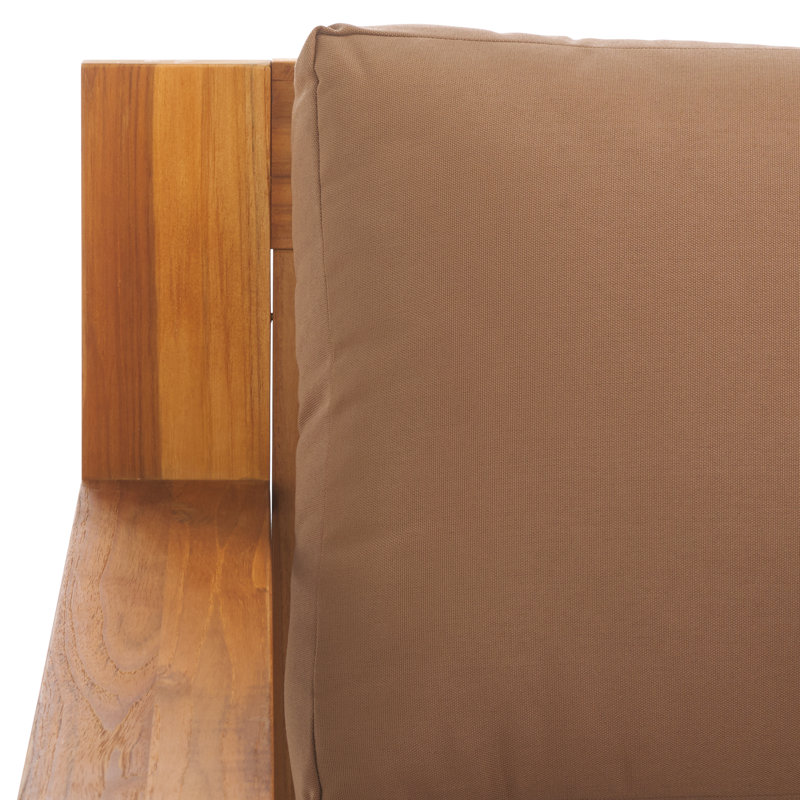 Azul 79.9'' Wide Straight Teak Loveseat with Cushions, Brown