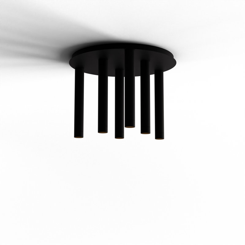 6 - Light LED Pendant, Matte Black