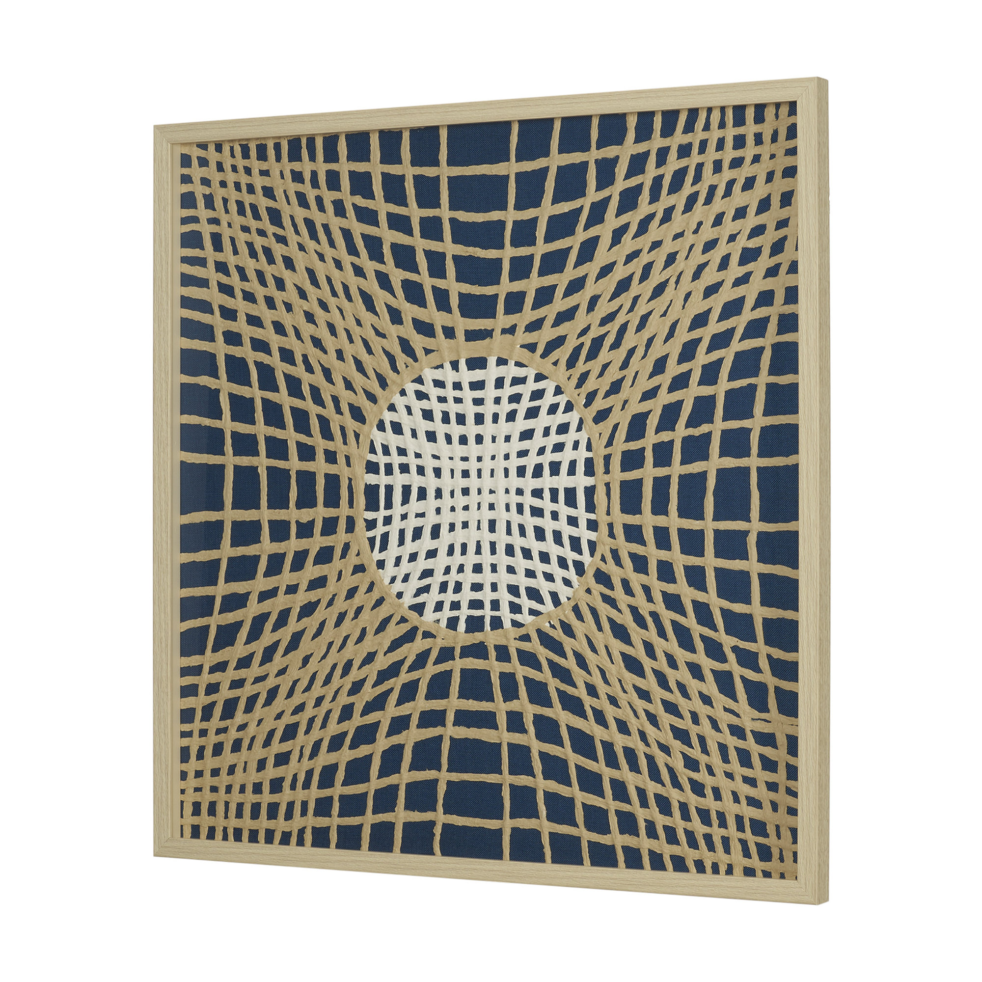 Folk Papercuts - Prisms - Picture Frame Graphic Art, Gold | White | Navy Blue, Blue, 40" H x 40" W 