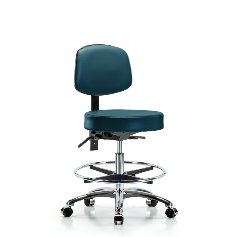 Chaise de bureau Kuiana, Bleu marine, Roulettes