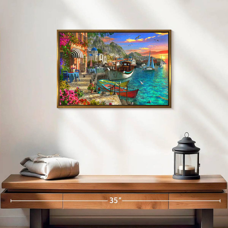 Grandios Grèce, Cadre flottant doré, 19 po x 13 po