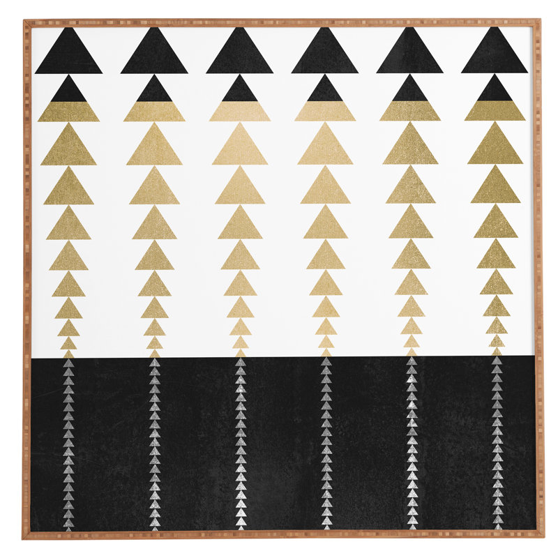«Triangles In Gold», reproduction d'art graphique sur bois encadrée, H 30 po x l 30 po x P 1 po