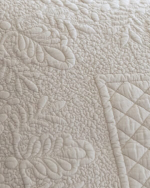 Abigail White Hand-Stitched Cotton Quilt