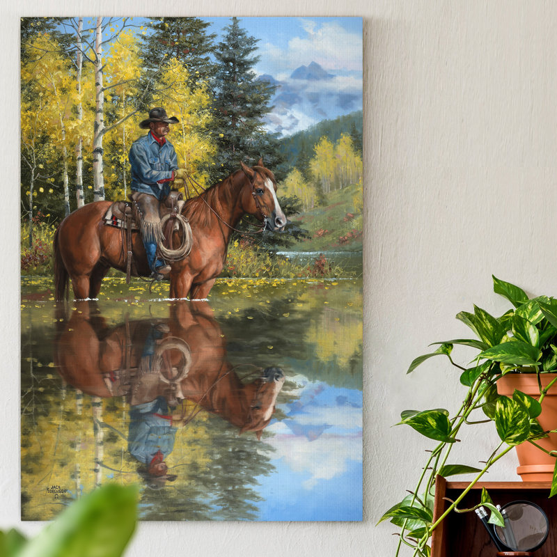 Reproduction d’art sur toile tendue « A good place to halte », H 36 po x l 24 po x P 1,5 po