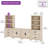 Entertainment Center With Bookshelves, Farmhouse TV Stand For 70 Inch TV, Wood Media Console With Adjustable Shelves And Storage Drawers For Living Room, Bedroom, Beige-946257226