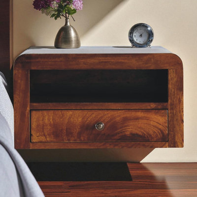 Chunky Chestnut Floating Bedside by Loon Peak